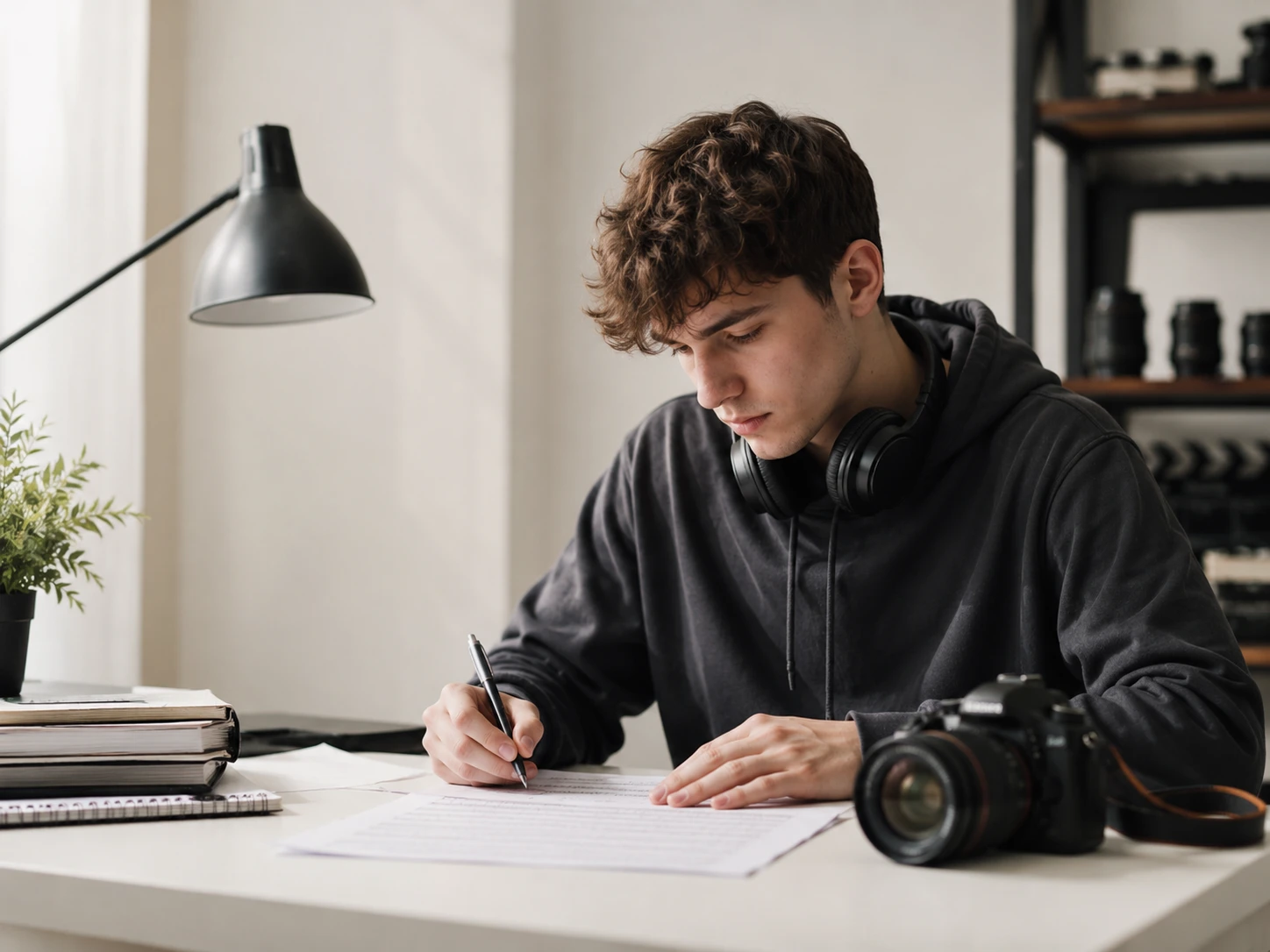Trainer kiest rustige lesmuziek in ai music generator voor uitlegvideo
