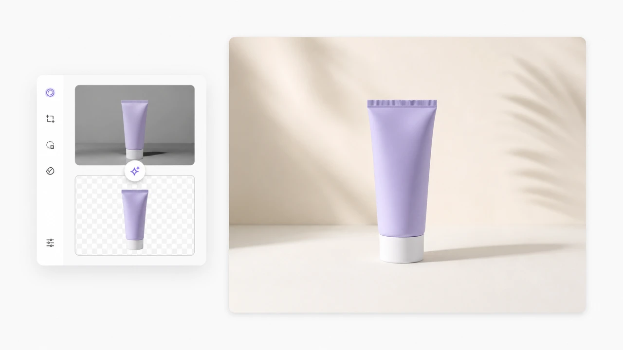 Fond produit saisonnier créé avec modifier photo avec ia pour une vitrine