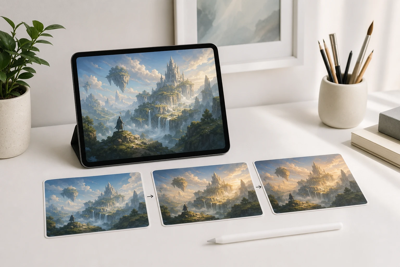 Digital artwork being animated into motion video using image to video ai tools
