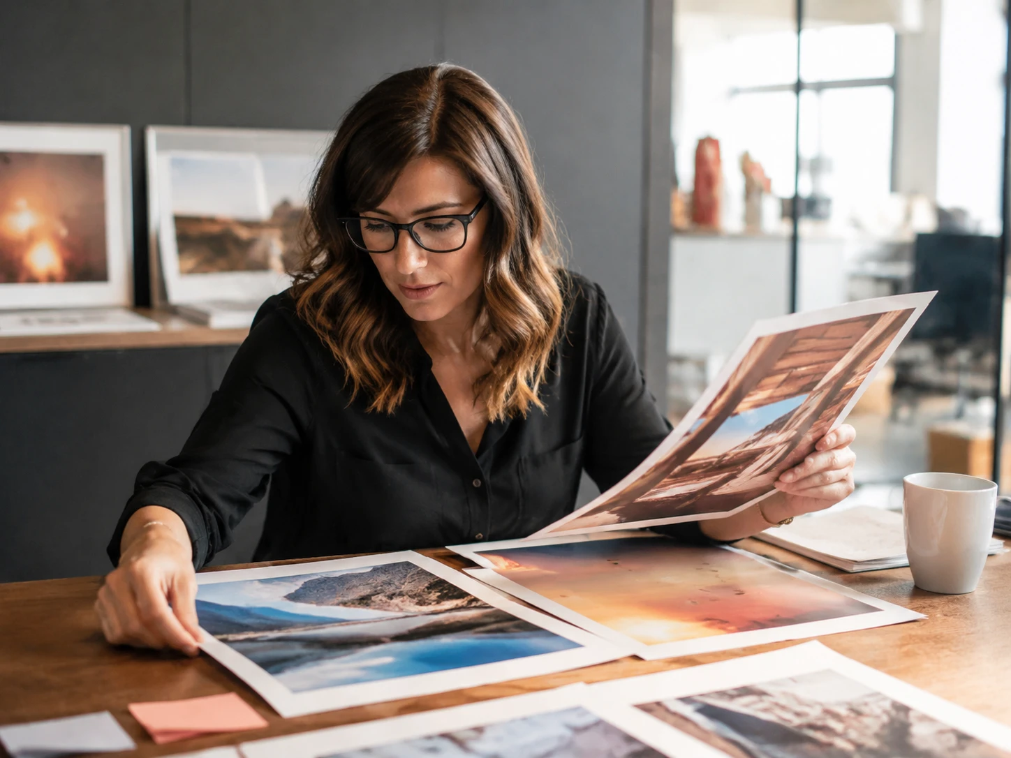 Consultant improving a profile headshot with image upscaler clarity checks