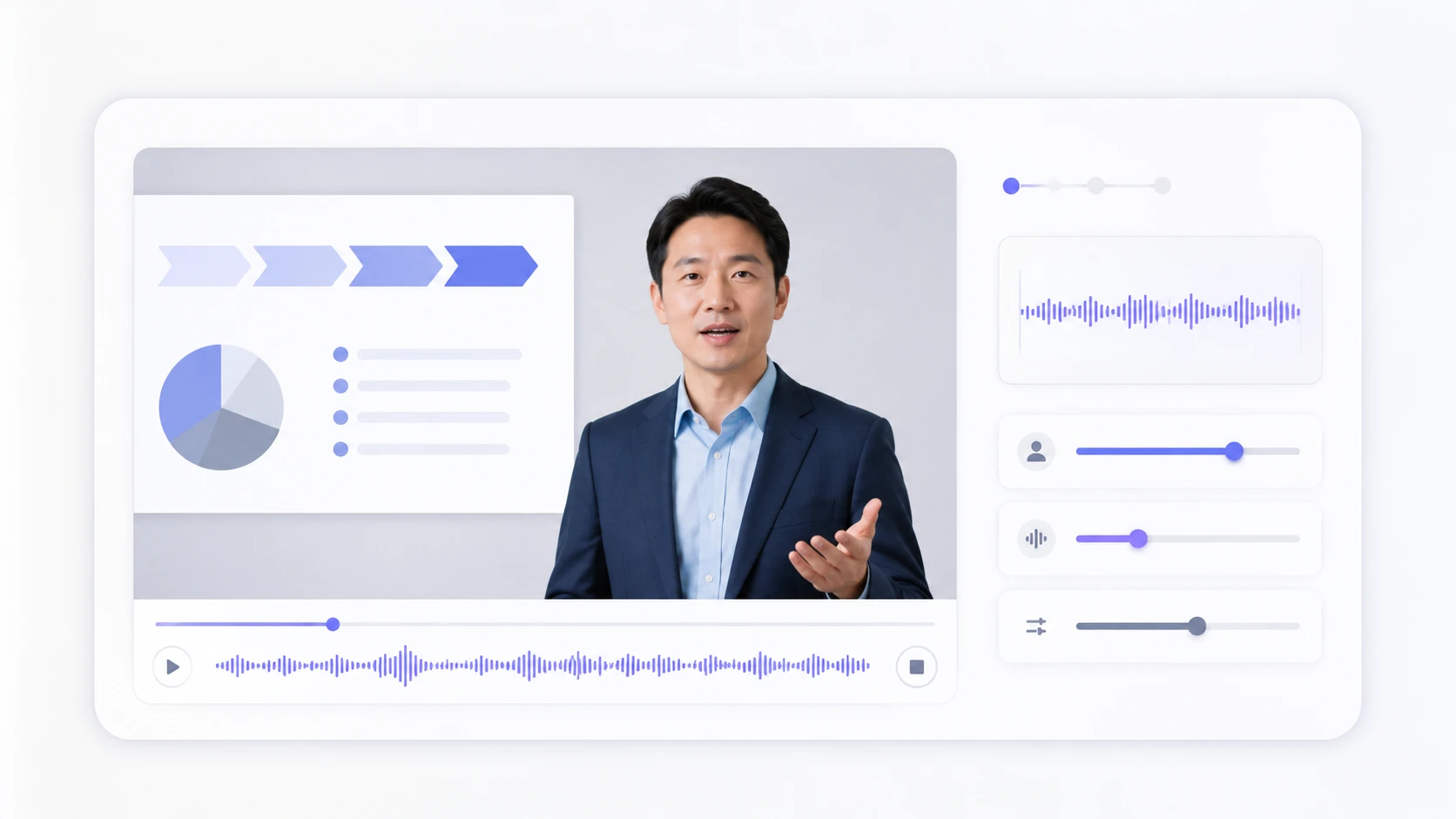 가상 브랜드 대변인이 립싱크 공지 영상을 촬영한 듯한 결과물