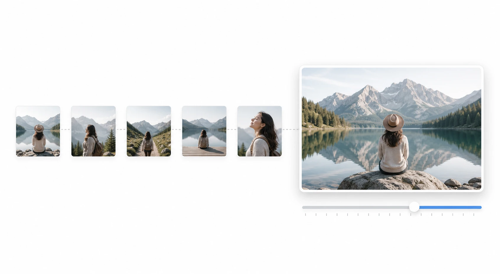 Duration slider on a closing photo to make a video with pictures and control sequence pacing