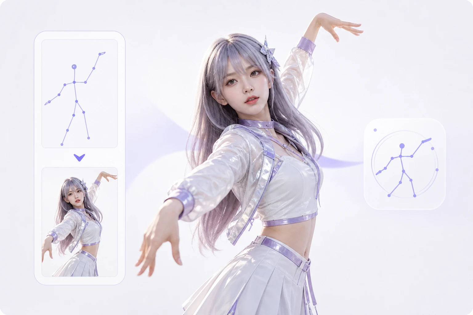 Virtual idol producer reviewing ai dance generator choreography on a studio monitor