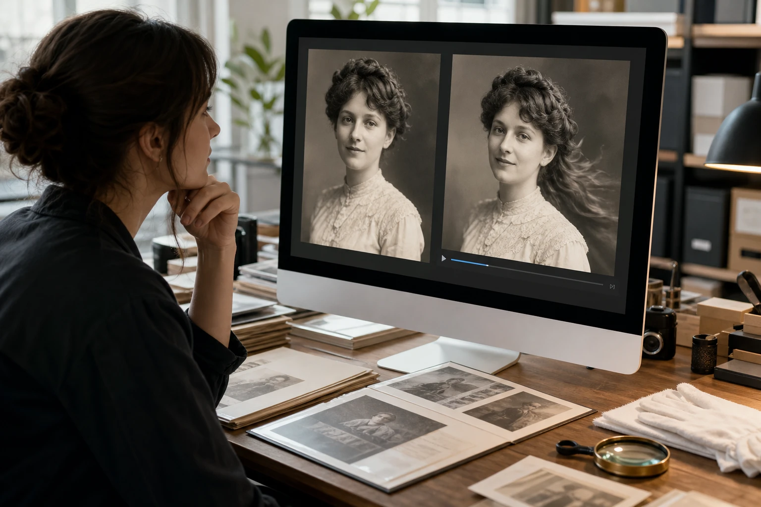 Archival creator testing a photo to video ai workflow on a portrait.