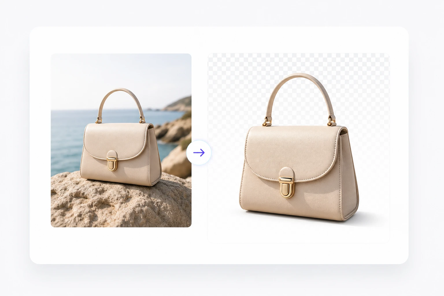 Product edge preview showing clean cutout quality from background remover output