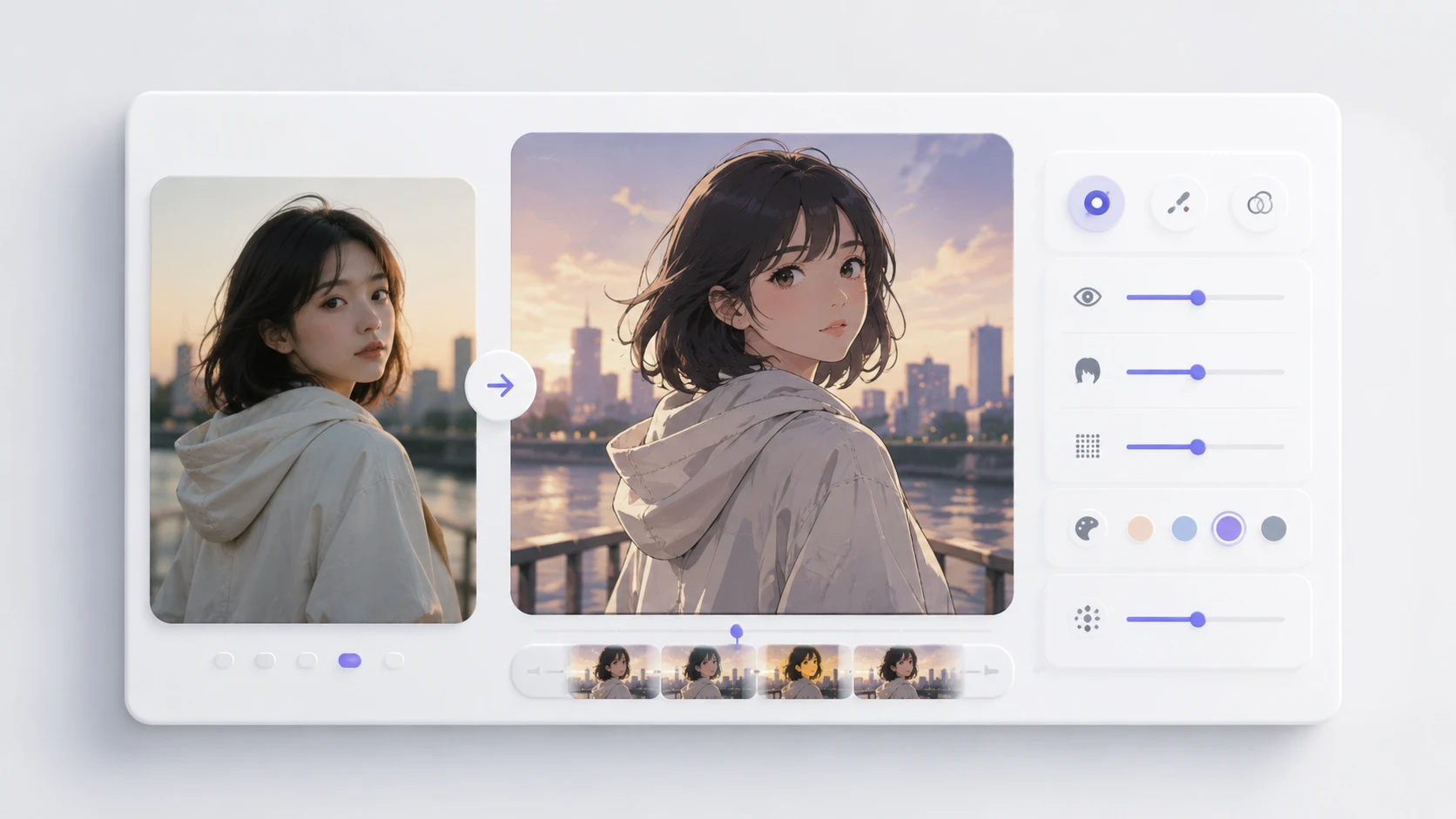 พรอมต์สั้นใน PhotoGenerator สั่งเปลี่ยนวิดีโอเป็นการ์ตูนโทนภาพยนตร์