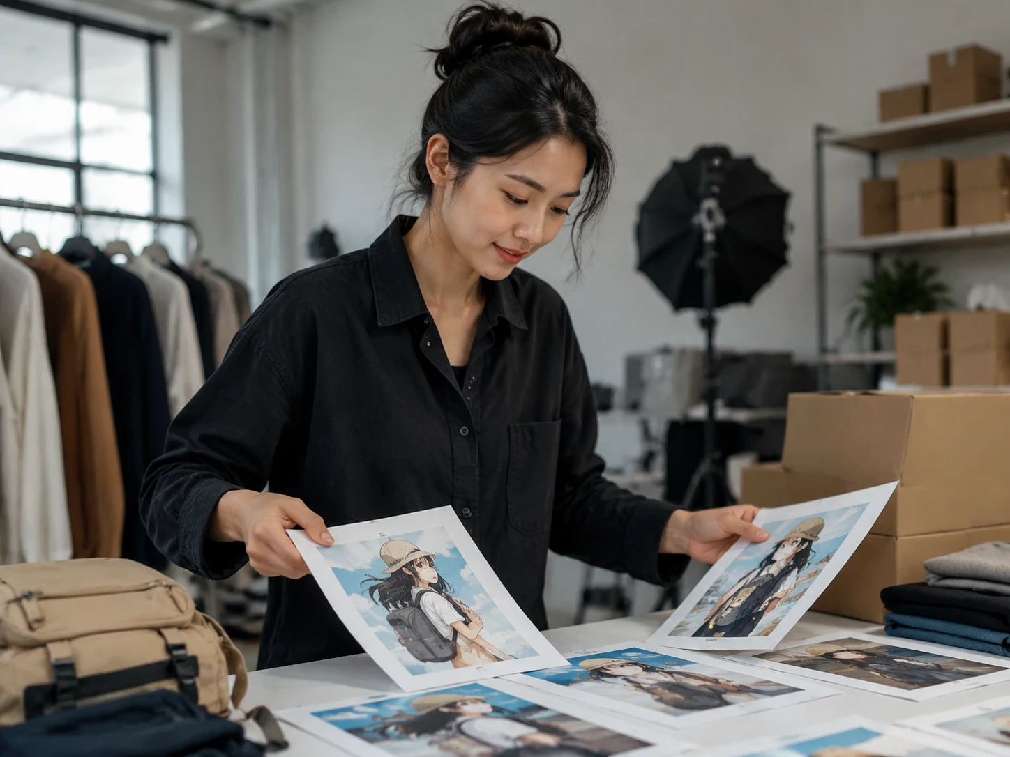 Ecommerce producer reviews a product demo using video to anime styling