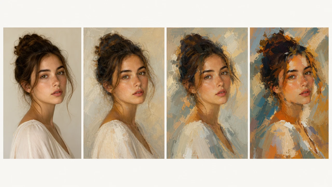 Slider panel setting ai art style strength from subtle polish to bold painting