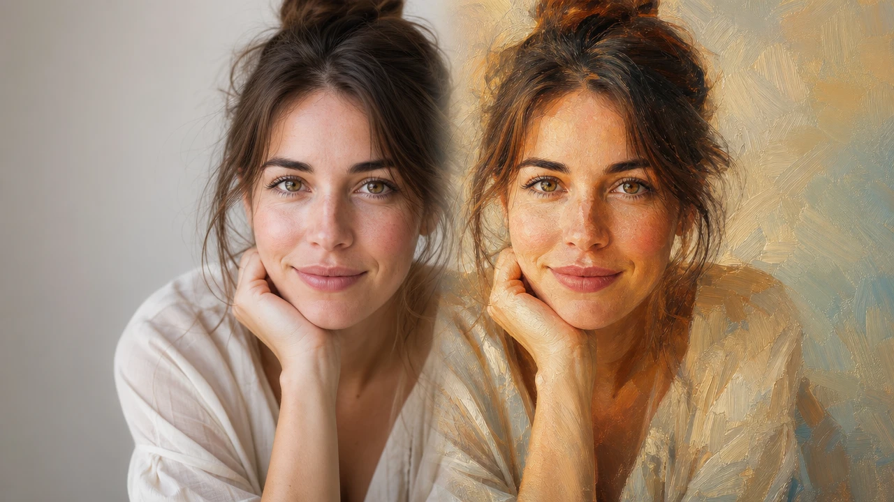 Studio monitor showing a product photo becoming ai art style campaign imagery