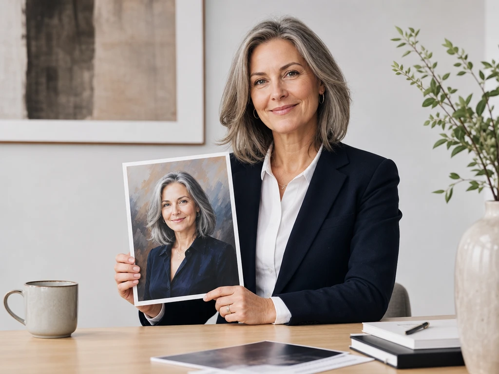 Consultant preparing an ai art style headshot for a polished profile page