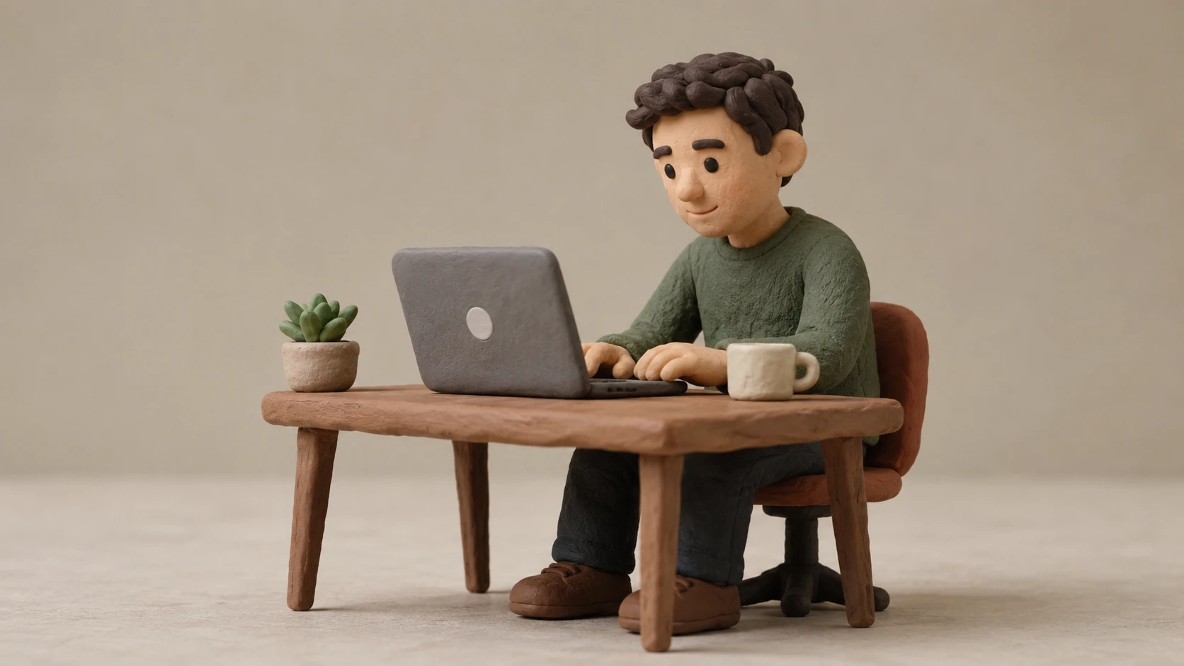Clay style illustration scene moving in an ai video generator preview