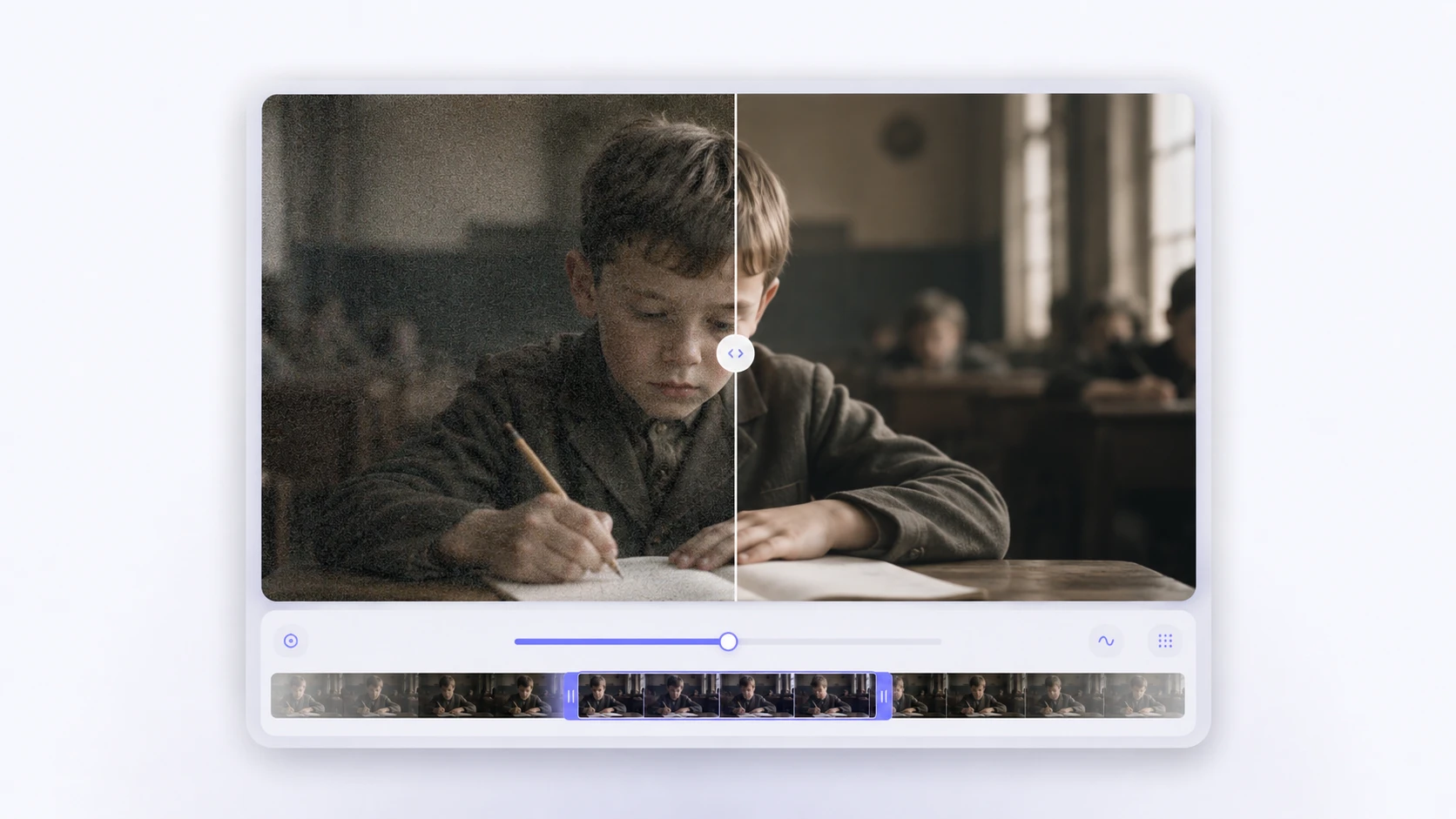 Màn so sánh tăng độ phân giải khi làm nét video từ nguồn thấp lên 4K