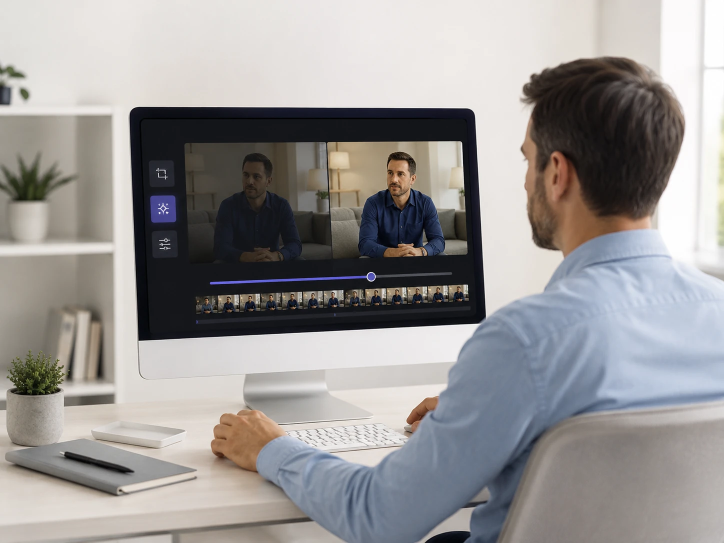 Giảng viên trực tuyến kiểm tra làm nét video cho bài học có chữ rõ hơn