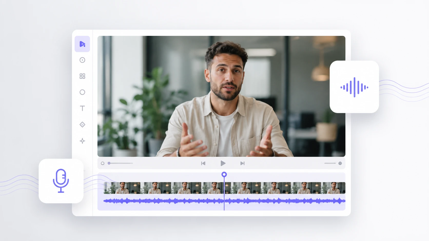 Editor ajusta narração de vídeo ao clonar voz para um produto em destaque